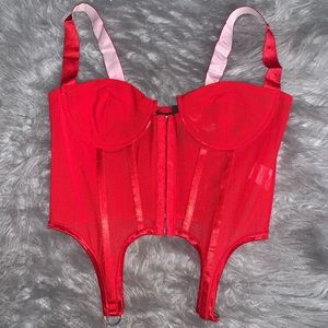 red corset top